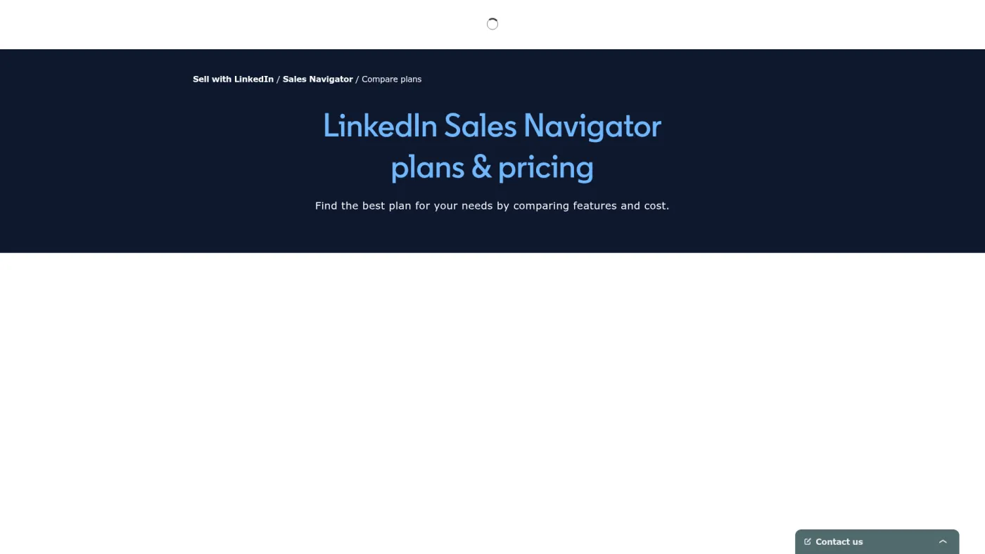 LinkedIn Sales Navigator public plans and pricing page
