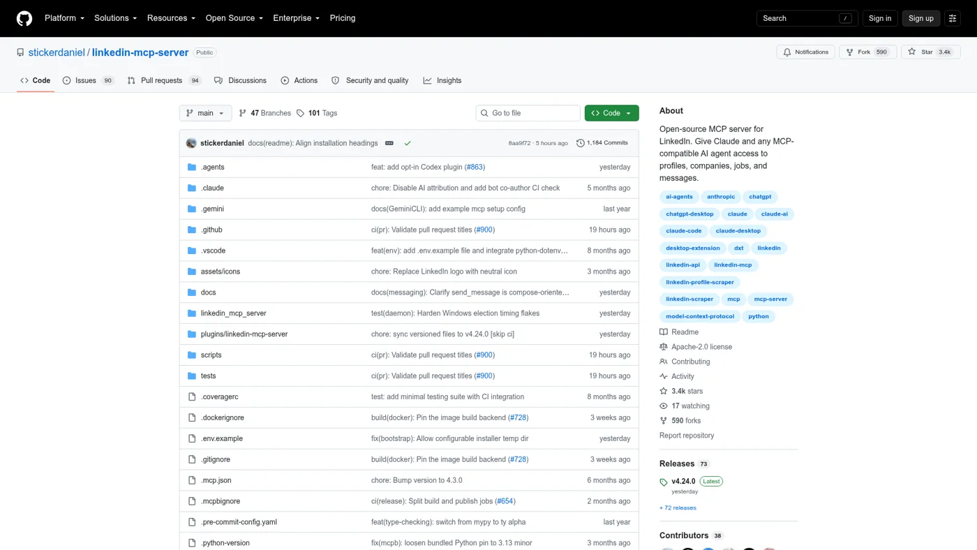 Public GitHub repository for stickerdaniel's LinkedIn MCP server